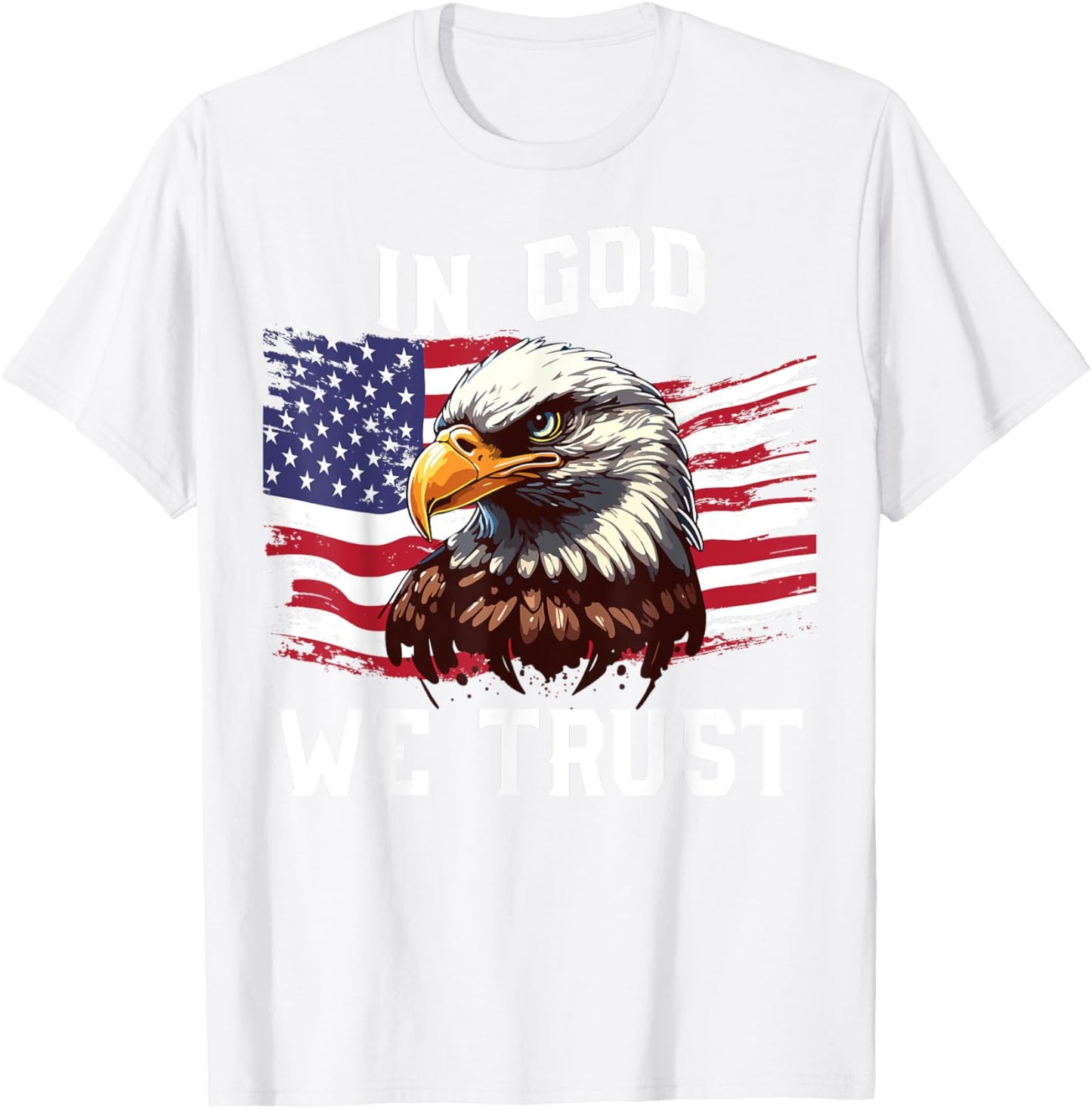 Men In God We Trust 4th July American Flag Eagle Boy Toddler T-Shirt - T-Shirt | White