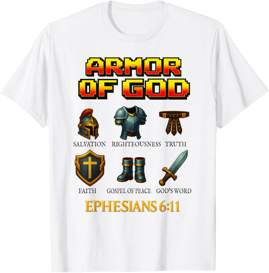 Armor of God Ephesians 6 Bible Verse Christian Kids Teens T-Shirt - T-Shirt | White