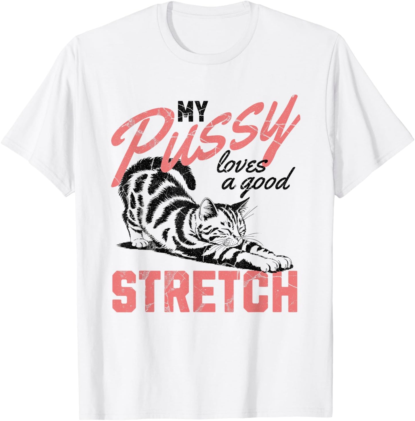 My Pussy Love A Good Stretch Funny Vintage T-Shirt - T-Shirt | White