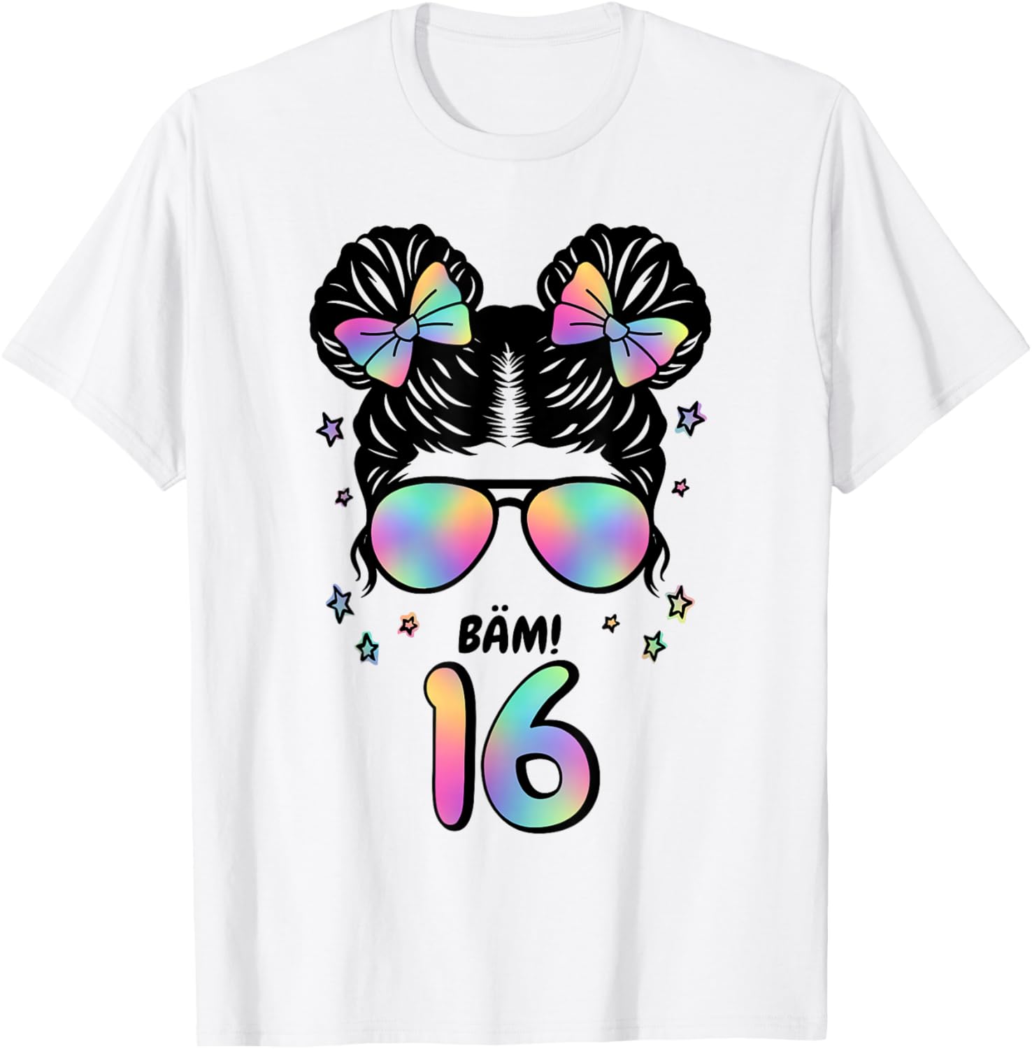 16. Geburtstag Mädchen Messy Bun Bäm! 16 T-Shirt - T-Shirt | White