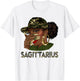 Sagittarius Queen Black Girl With Cap Camo Afro Woman Zodiac T-Shirt - T-Shirt | White