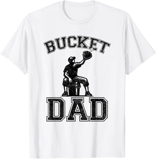 Bucket Dad Softball Coach Father's Day Funny T-Shirt - T-Shirt | White