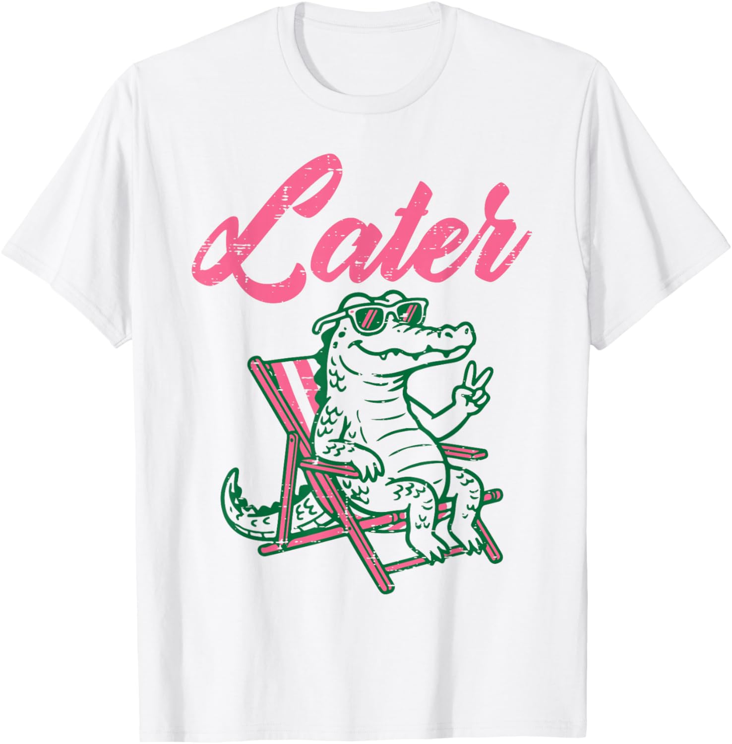 Later Alligator Beach Chair Funny Saying Women Girls Kids T-Shirt - T-Shirt | White