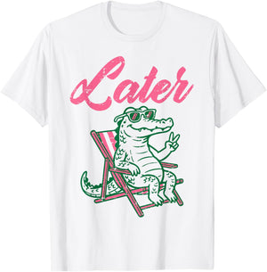 Later Alligator Beach Chair Funny Saying Women Girls Kids T-Shirt - T-Shirt | White