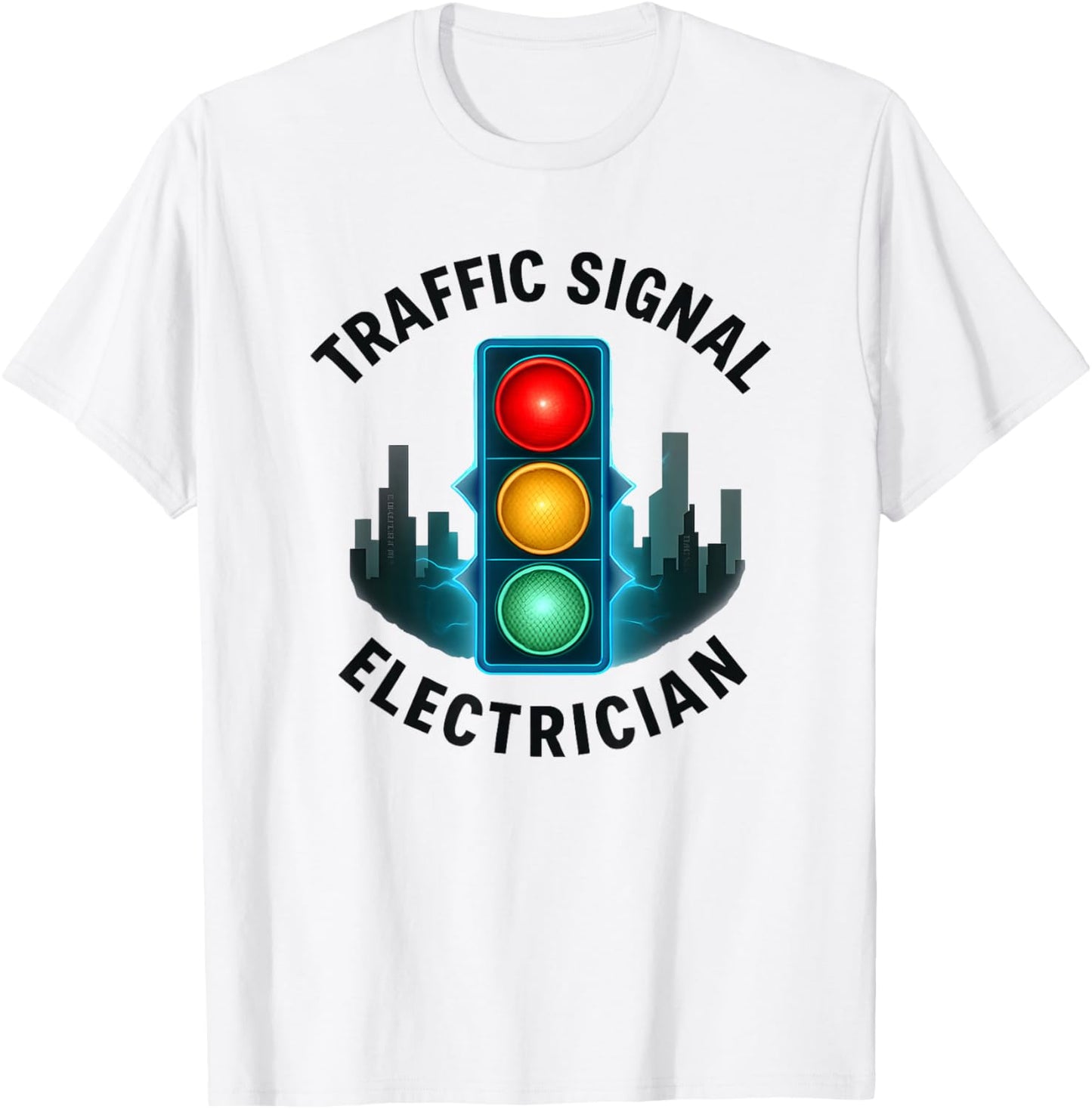 Traffic Signal Electrician Design City Worker T-Shirt - T-Shirt | White