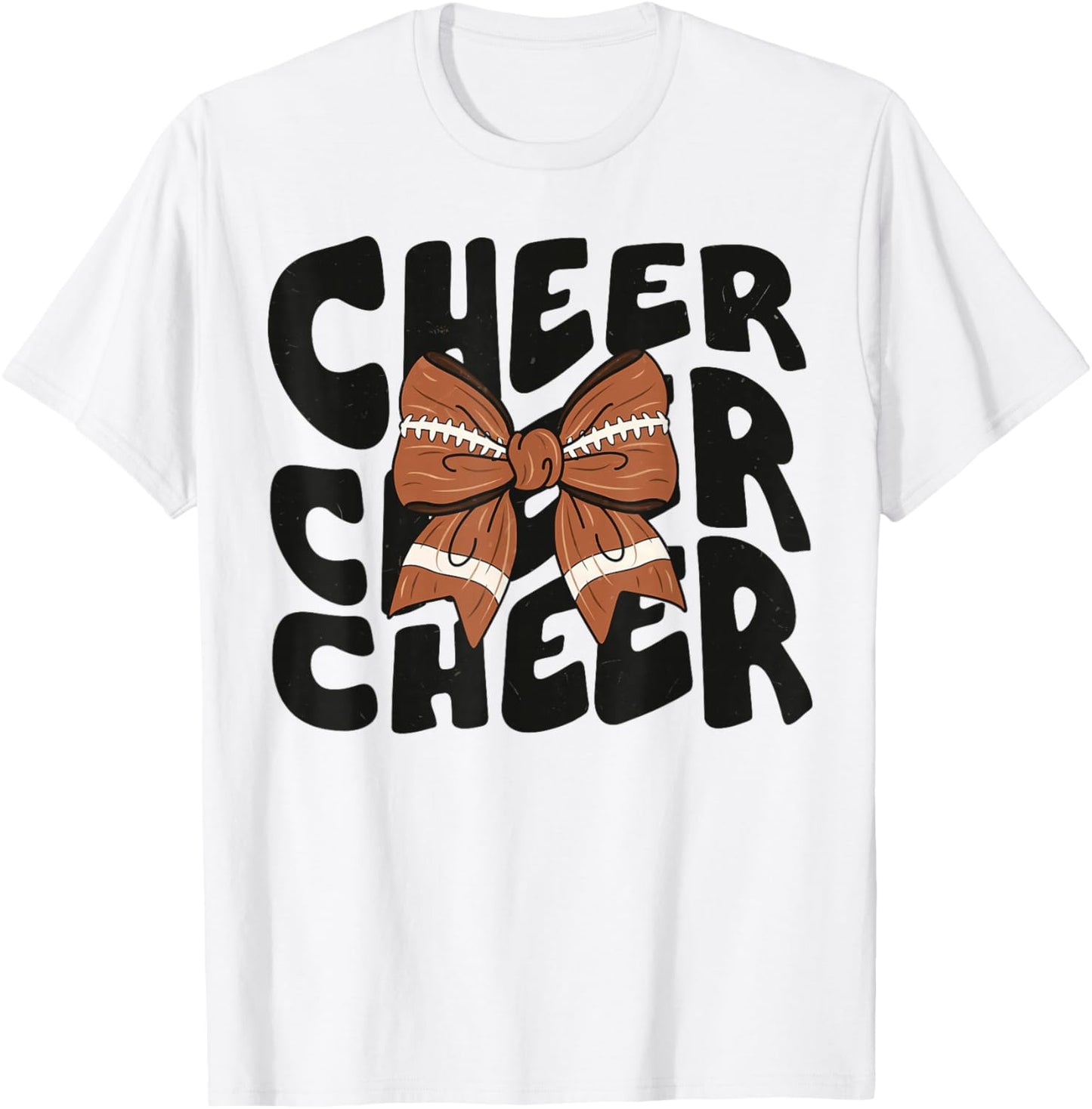 Cheer Coquette Bow American Football Game Day Thanksgiving T-Shirt - T-Shirt | White