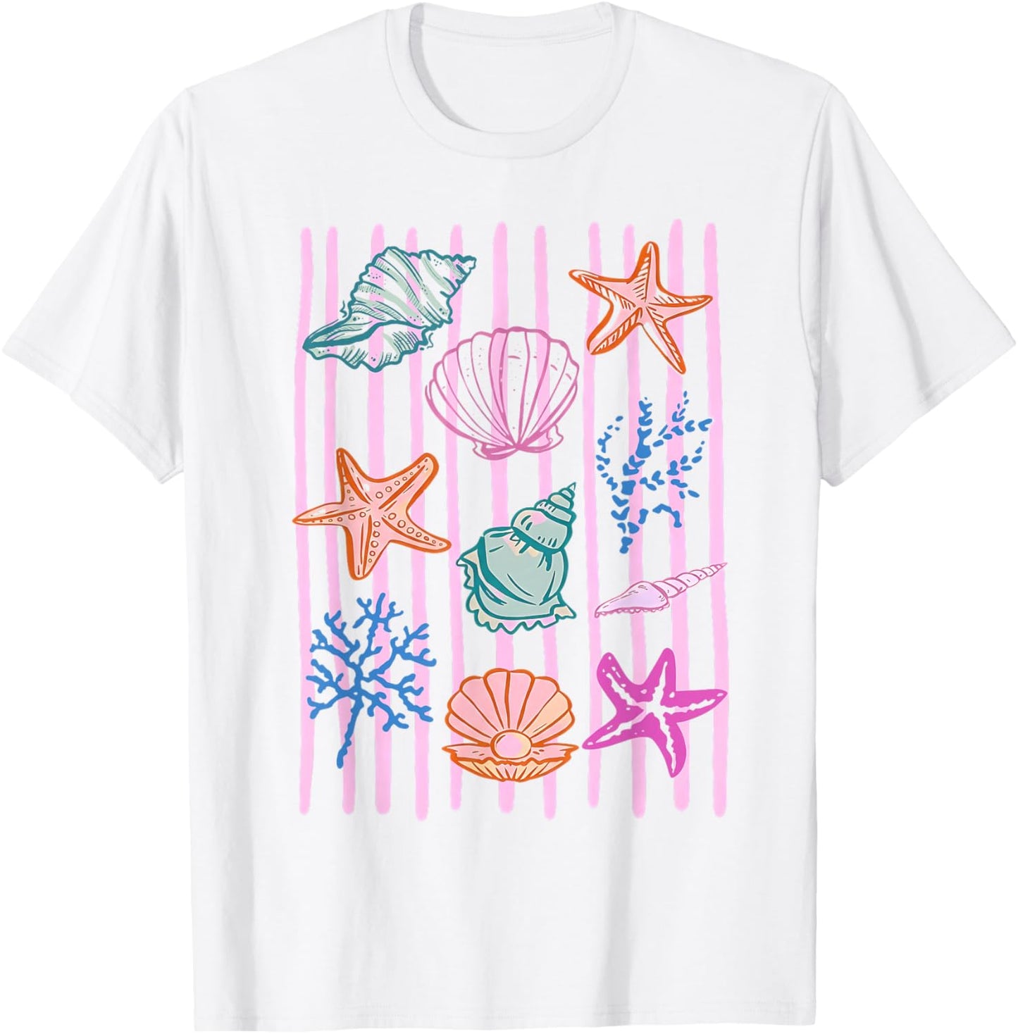Summer Vacation Seashell Starfish Ocean Lover Hawaii Beach T-Shirt - T-Shirt | White