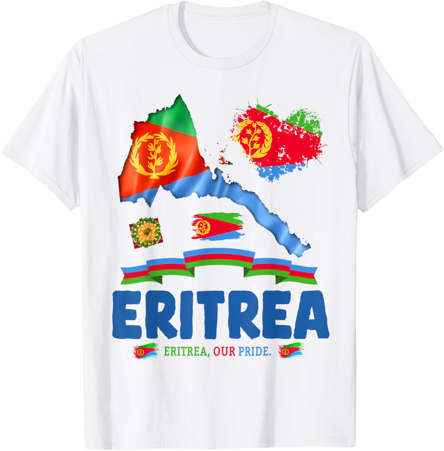 Eritrean Flag Outfit Idea Eritrea Flag Themed T-Shirt - T-Shirt | White