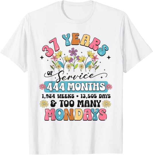 37 Years of Service Funny 37th Work Anniversary Retirement T-Shirt - T-Shirt | White