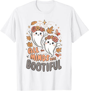 All Minds Are Bootiful Ghost Fall SPED Teacher Halloween T-Shirt - T-Shirt | White