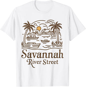 Savannah River Street Georgia Souvenir T-Shirt - T-Shirt | White