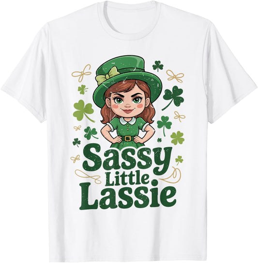 Baby Sassy Little Lassie Irish Girl St Patricks Day Toddler T-Shirt - T-Shirt | White