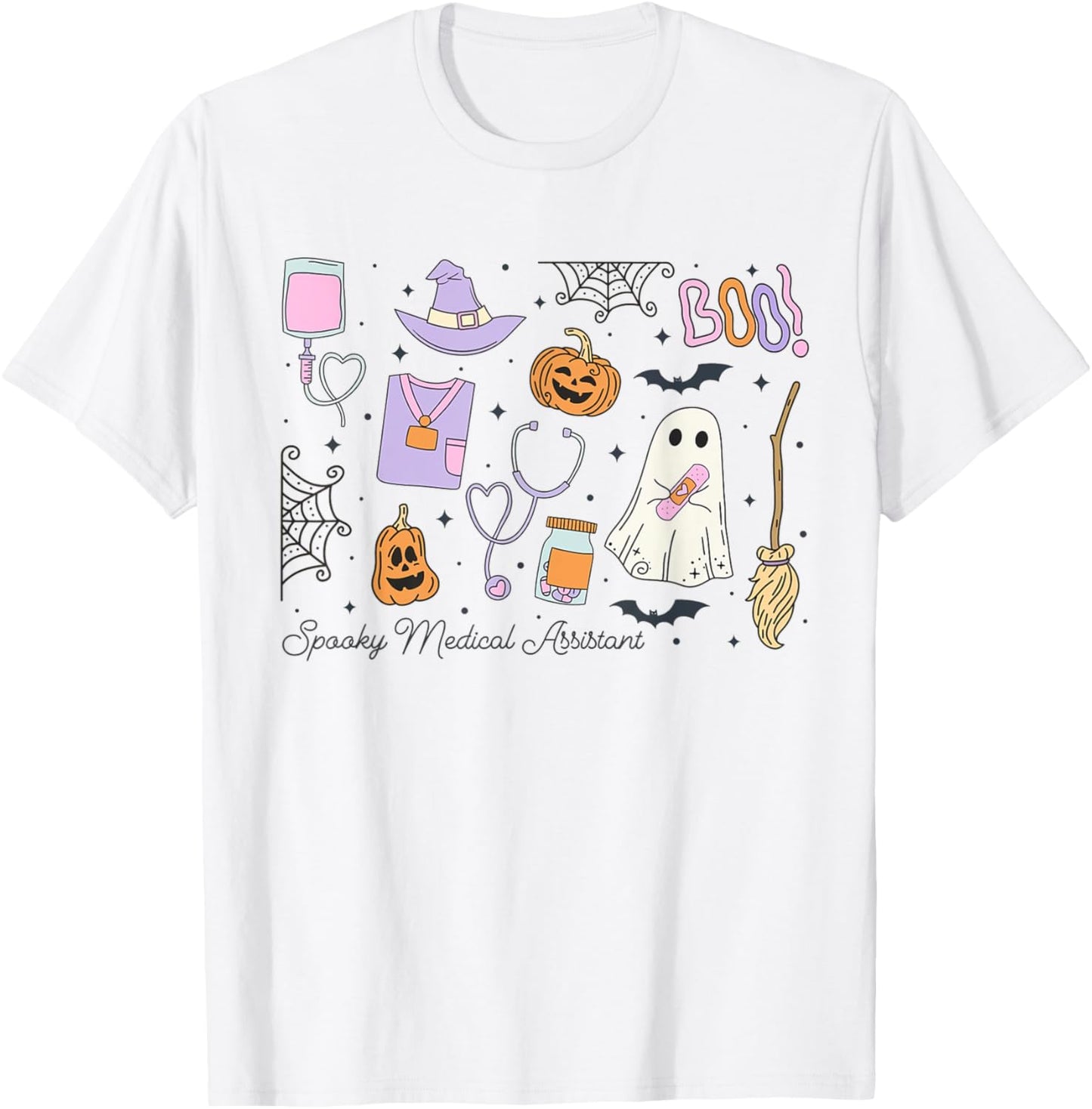 Spooky Medical Assistant Halloween Ghost MA Autumn CMA RMA T-Shirt - T-Shirt | White