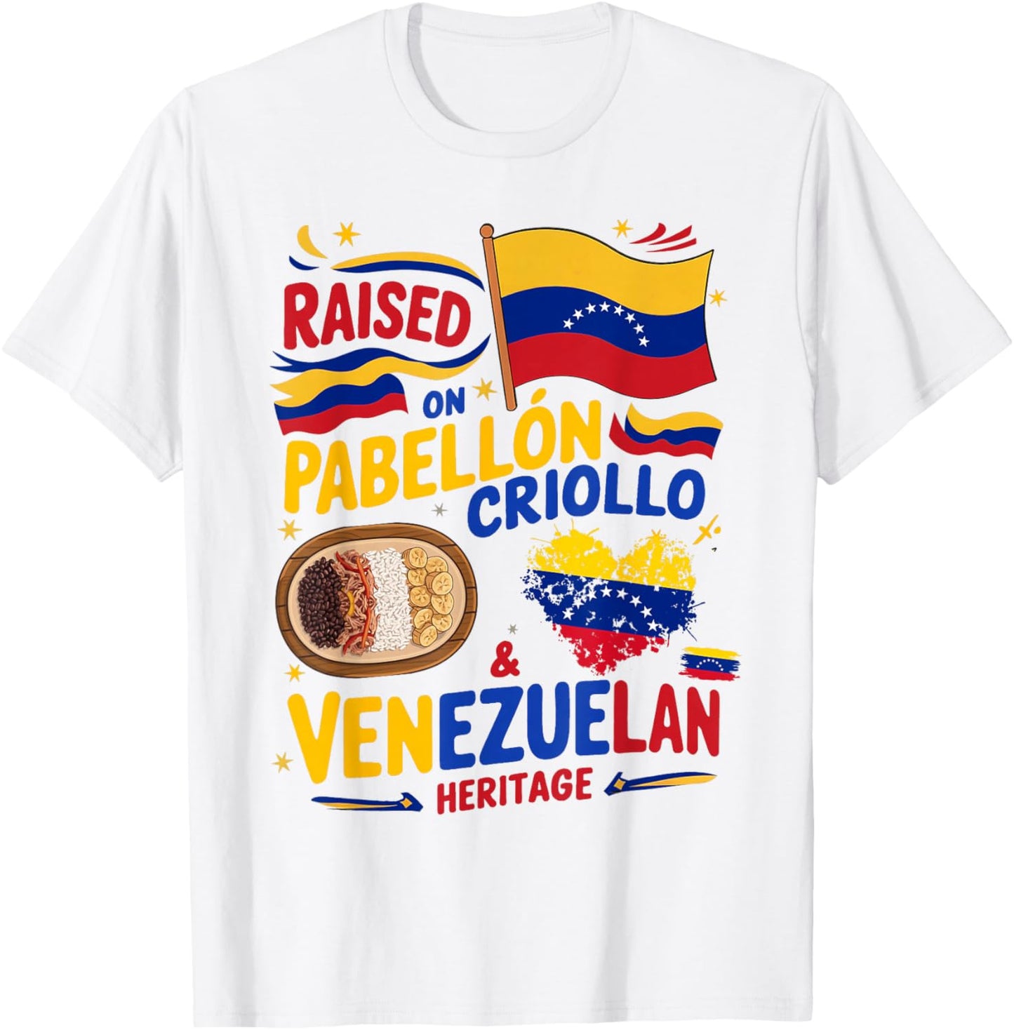 Venezuelan Flag Food Idea & Venezuela Heritage T-Shirt - T-Shirt | White