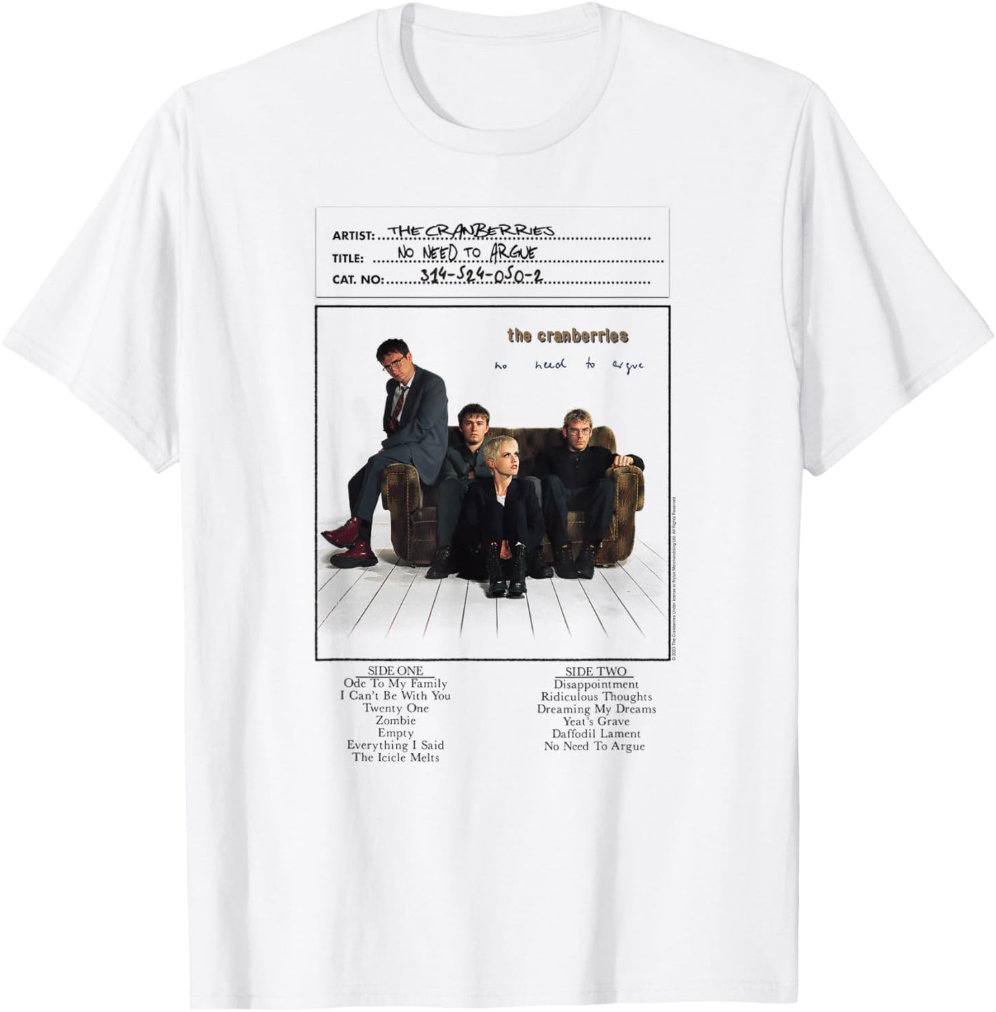 The Cranberries No Need to Argue Vinyl Handwritten Band T-Shirt - T-Shirt | White