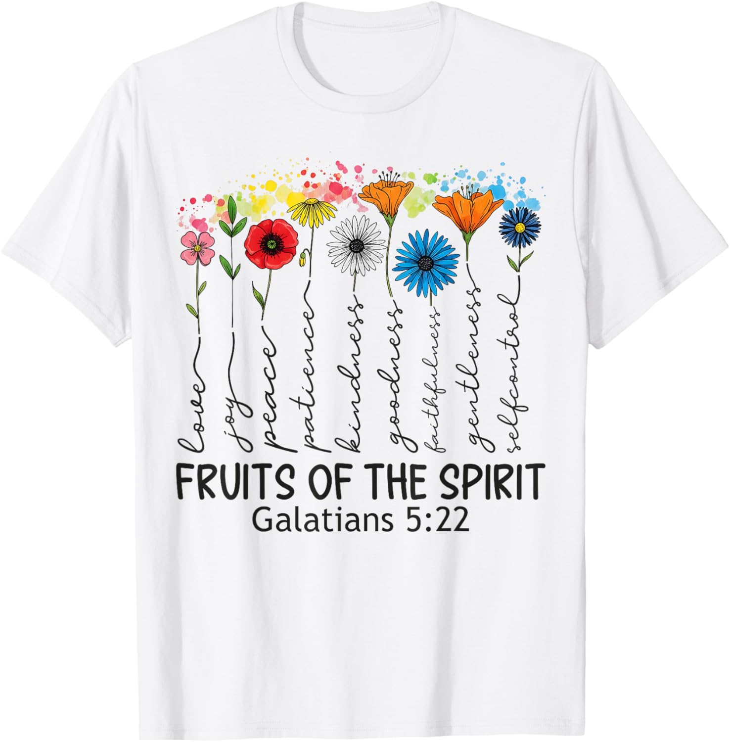 Fruits of The Spirit Galates 5 22 Verset biblique chrétien T-Shirt - T-Shirt | White