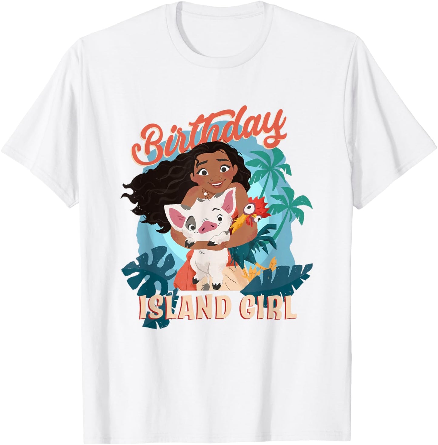 Disney Moana Birthday Island Girl Moana Pua HEI HEI Big Logo T-Shirt - T-Shirt | White