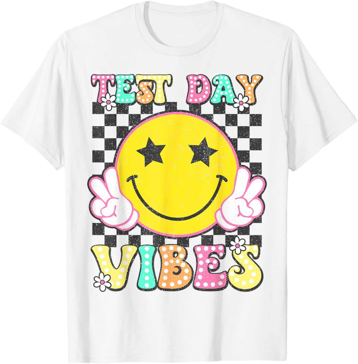 Test Day Vibes Retro Groovy Testing Day Teacher Student T-Shirt - T-Shirt | White