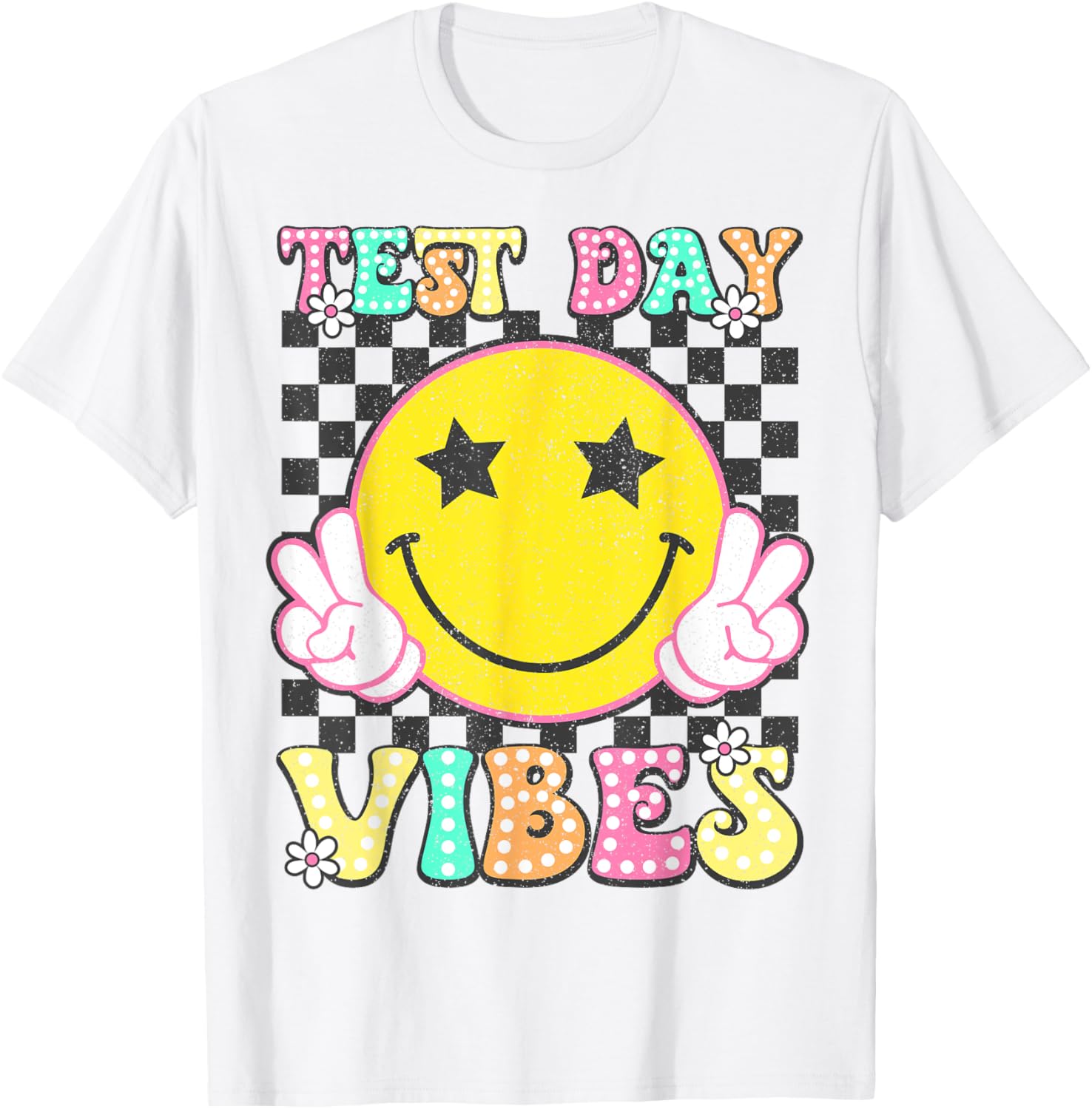 Test Day Vibes Retro Groovy Testing Day Teacher Student T-Shirt - T-Shirt | White