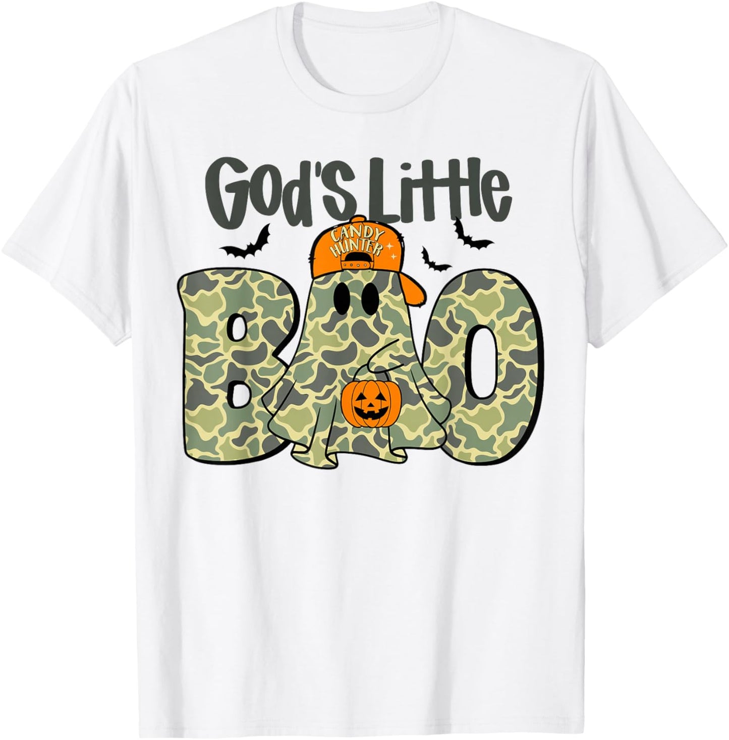 God's Little Boo Camo Ghost Christian Halloween Boys Kids T-Shirt - T-Shirt | White