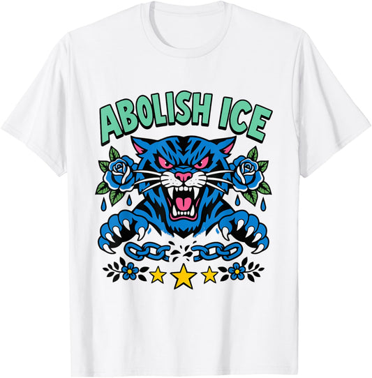 Abolish ICE Cat T-Shirt - T-Shirt | White