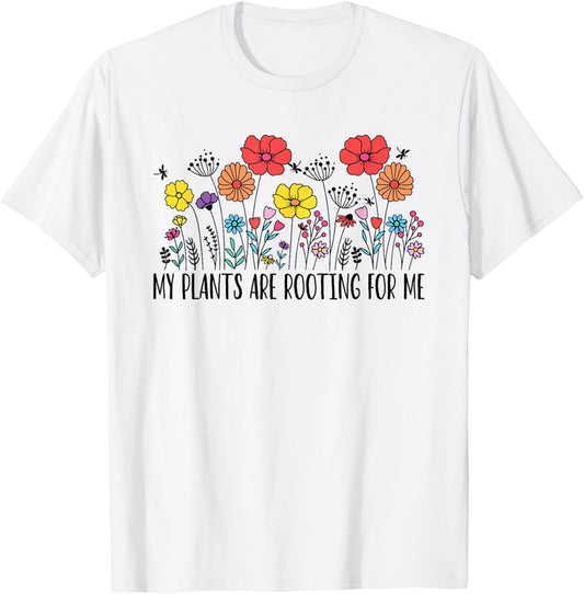 Retro Vintage My Plants Are Rooting For Me Plant Lover Funny T-Shirt - T-Shirt | White