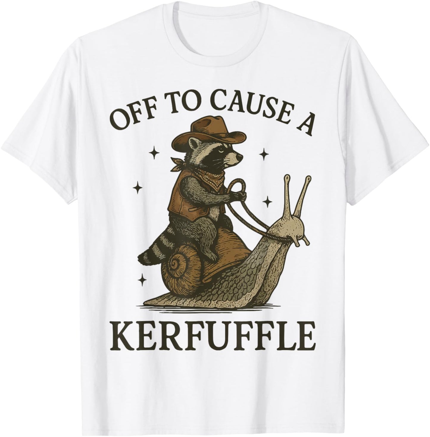 Off to Cause A Kerfuffle Raccoon T-Shirt - T-Shirt | White