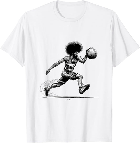 Doctor J Legendary Afro Dribbler Basketball T-Shirt - T-Shirt | White