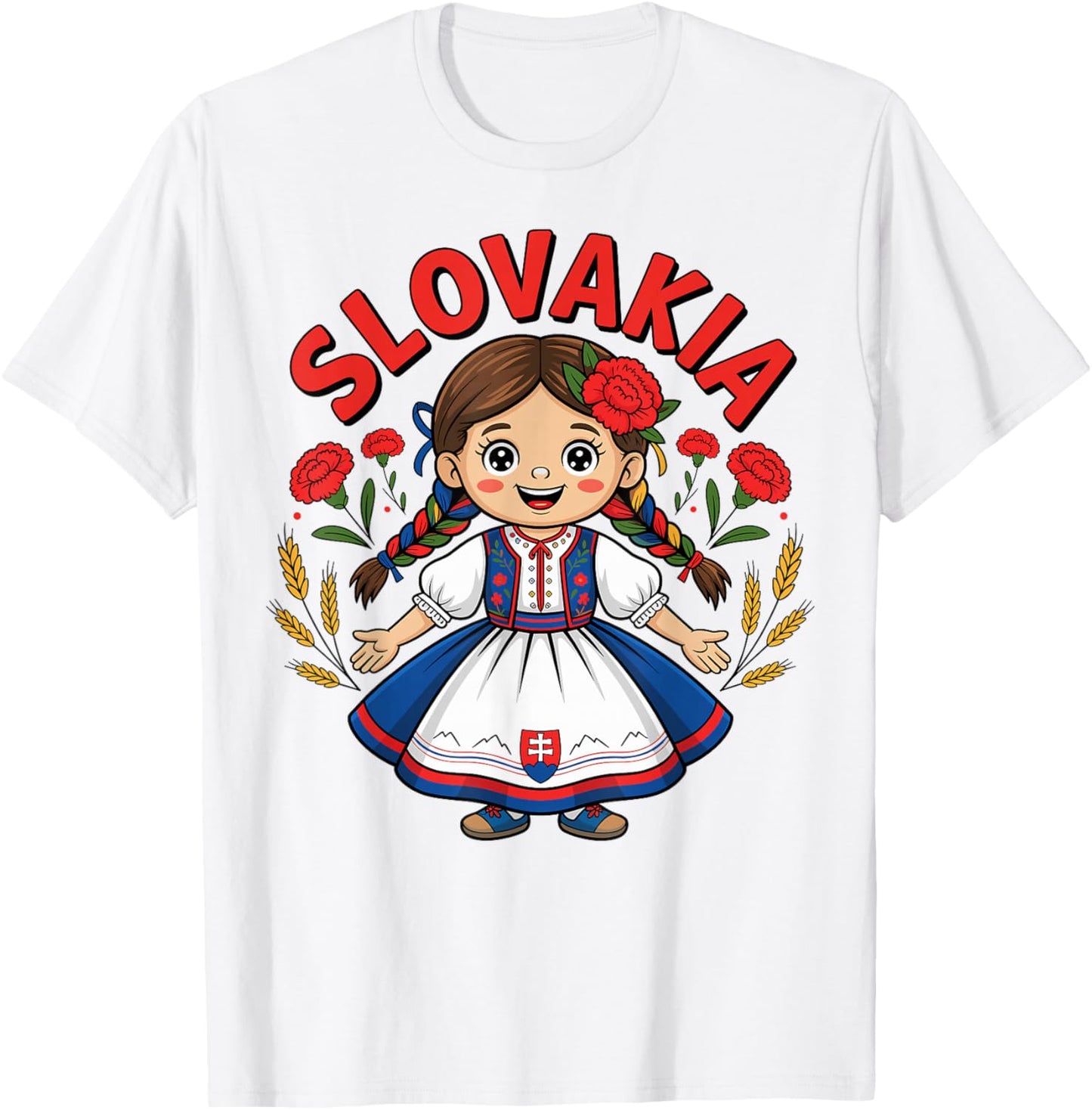 Cute Slovak Girl in Traditional Dress for Kids T-Shirt - T-Shirt | White