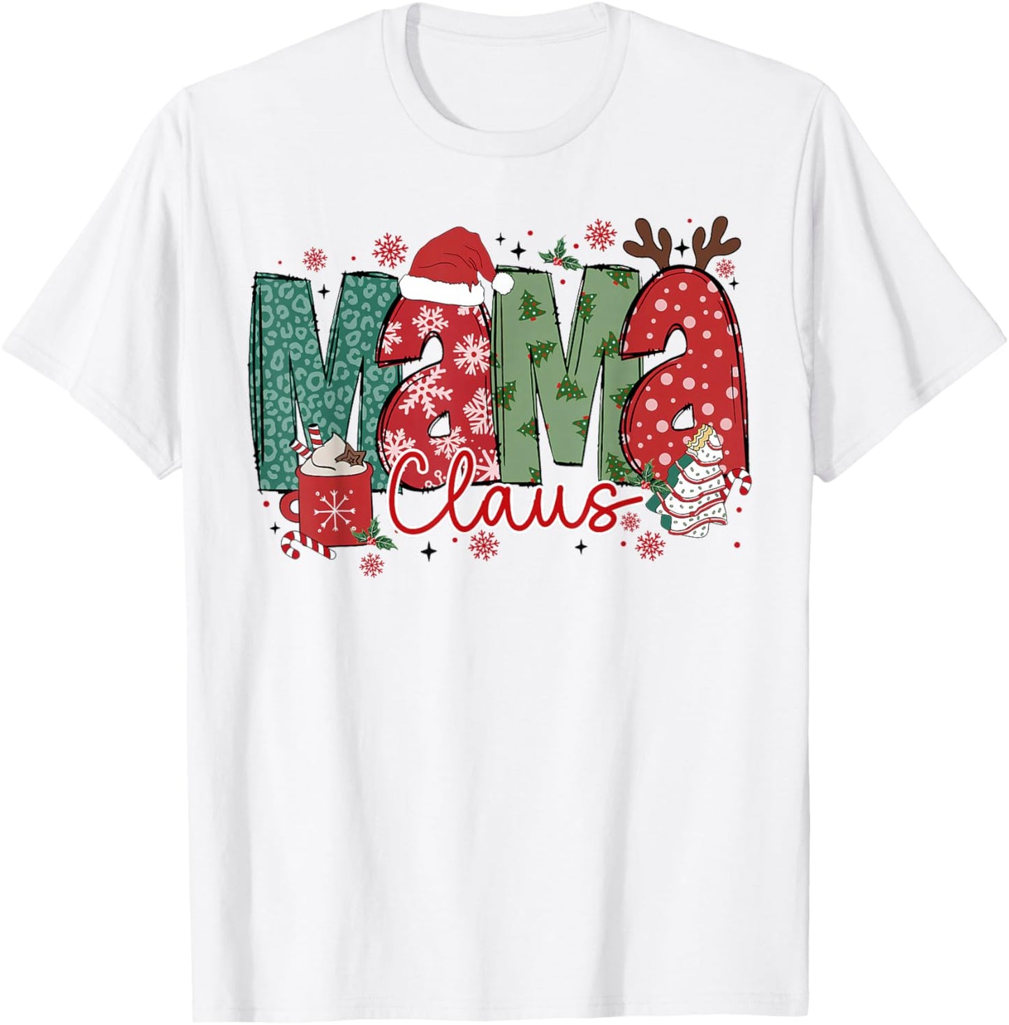 Mama Claus Christmas Pajama Santa Claus Family Matching T-Shirt - T-Shirt | White