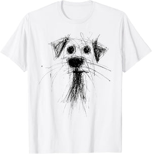 Dog Lover Abstract Scribble Art Cute Puppy Puppy T-Shirt - T-Shirt | White