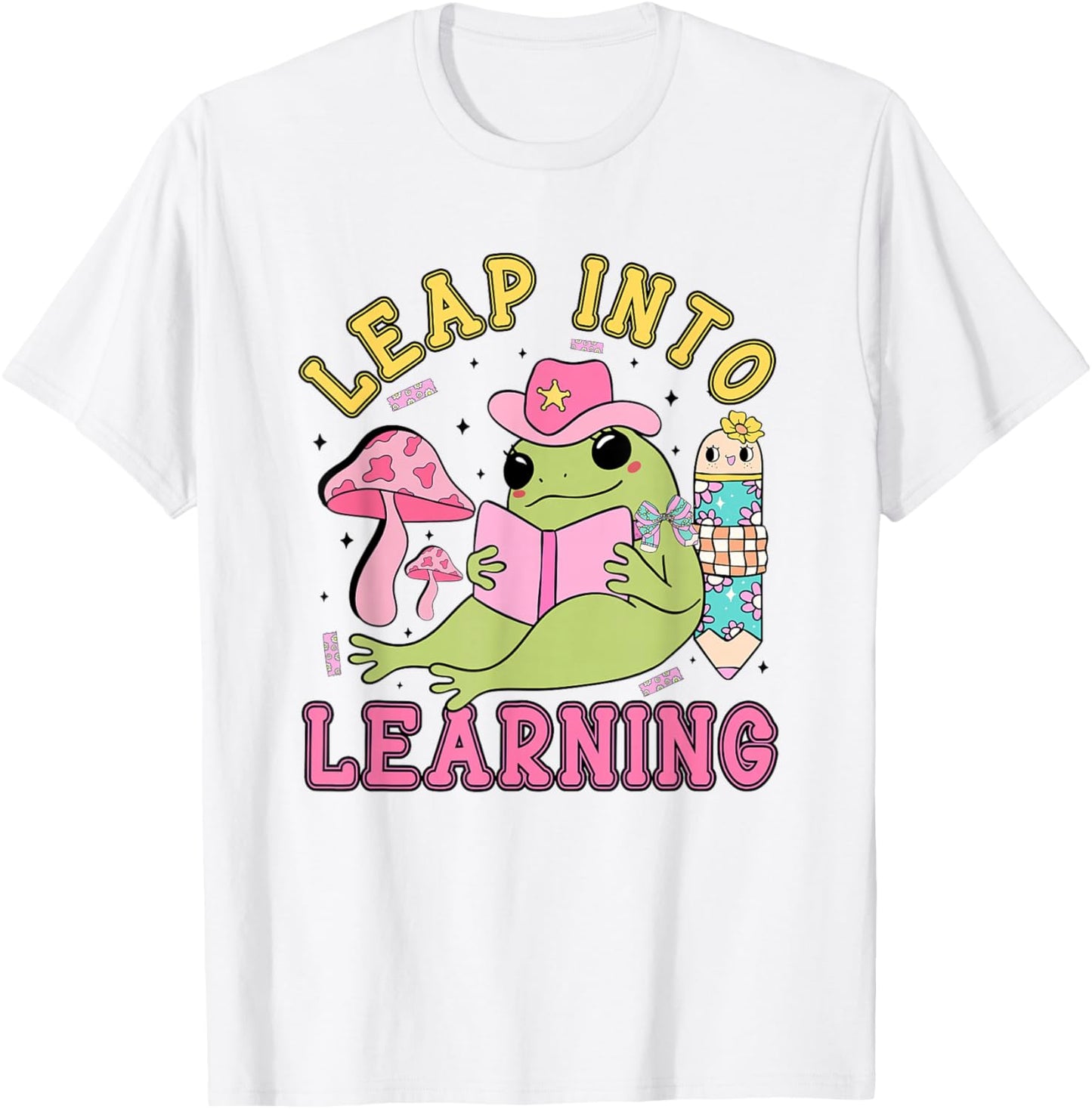 Leap Into Learning Cute Frog Kawaii Back to School Kids T-Shirt - T-Shirt | White