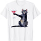 Funny Cat Holding a Martini Cat Lover Men Women T-Shirt - T-Shirt | White