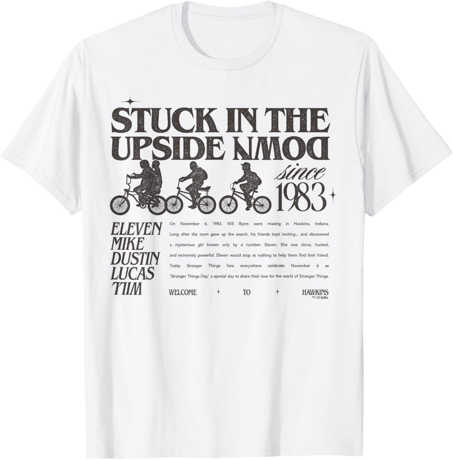 Stranger Things Stuck in The Upside Down Officially Licensed T-Shirt - T-Shirt | White