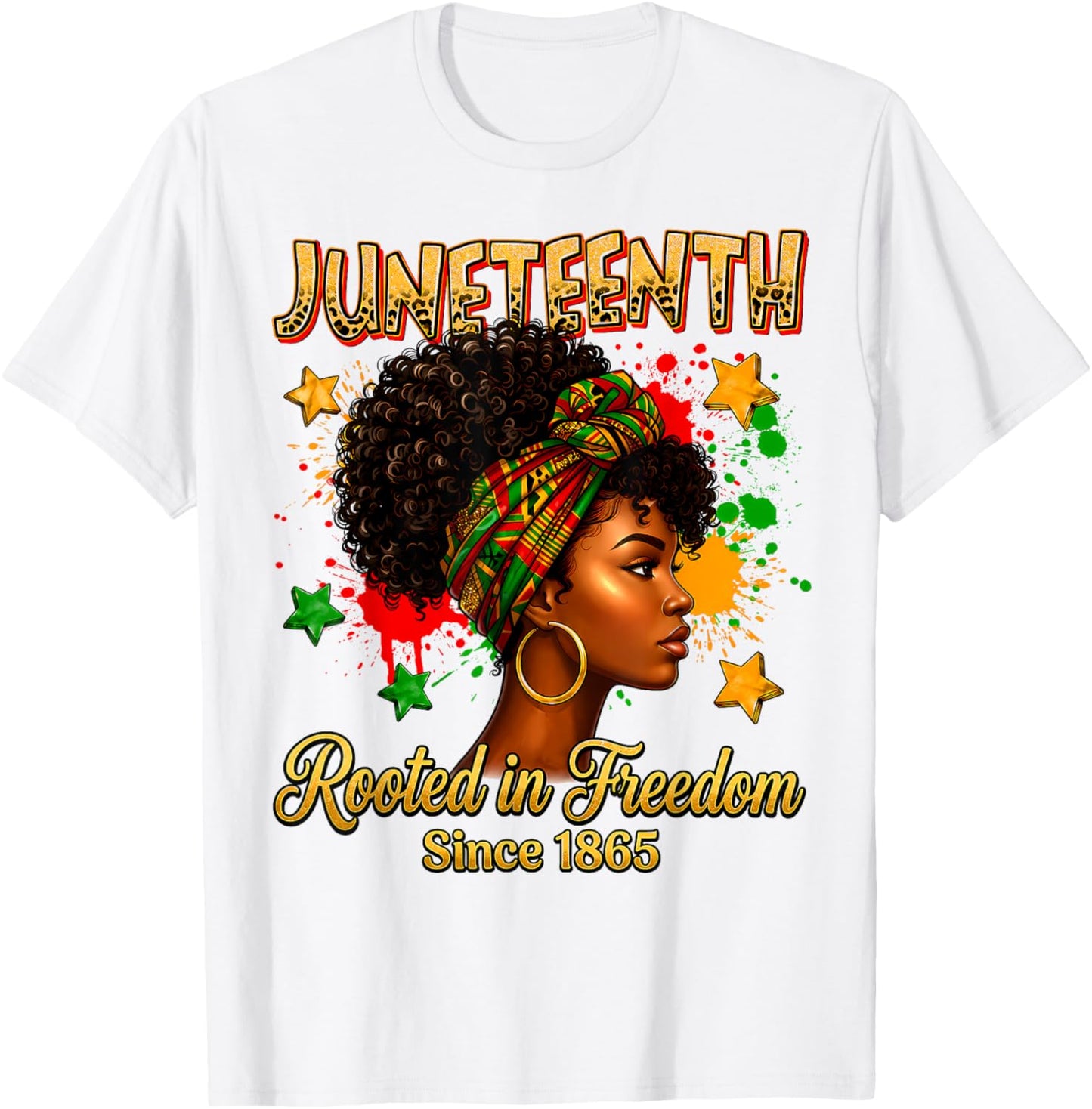 Juneteenth Rooted in Freedom Since 1865 Black Women Afro T-Shirt - T-Shirt | White