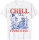 Skeleton US Flag 4th of July Cowboy Chill The Fourth Out T-Shirt - T-Shirt | White