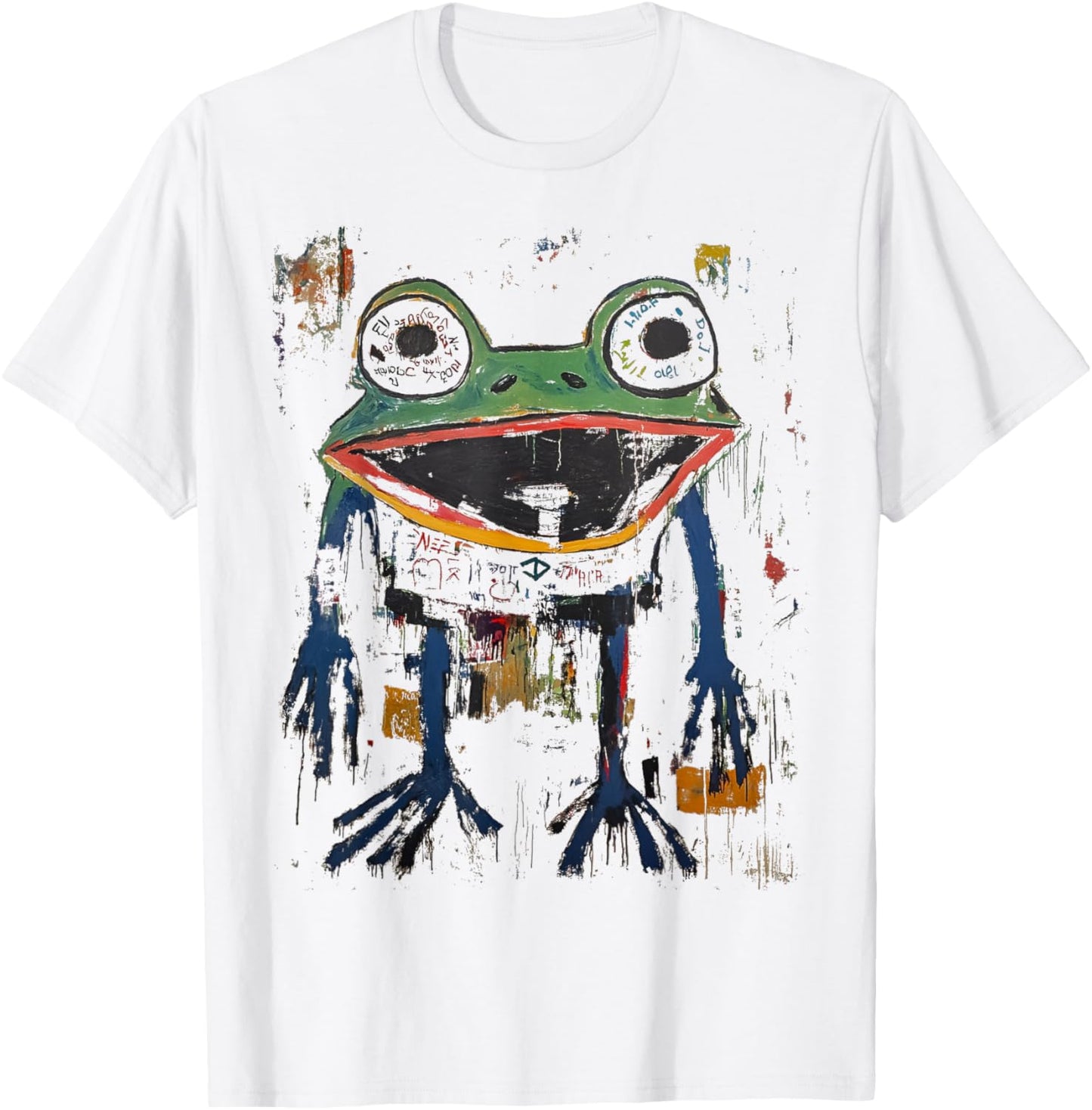 Abstract Graffiti Doodle Pop Art Frog Graphic T-Shirt - T-Shirt | White