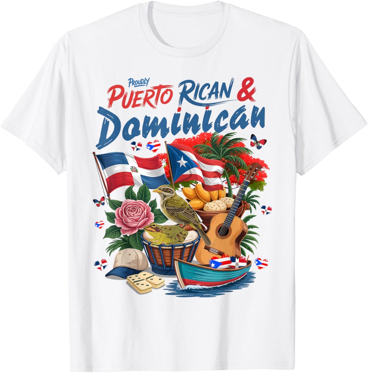 Dominican & Puerto Rican Flag Idea Dominican Theme T-Shirt - T-Shirt | White