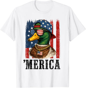 4th of July Cool Duck USA American Flag Goose Patriotic Boys T-Shirt - T-Shirt | White