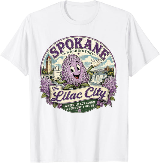 Spokane Washington - The Lilac City Vintage Graphic Mascot T-Shirt - T-Shirt | White