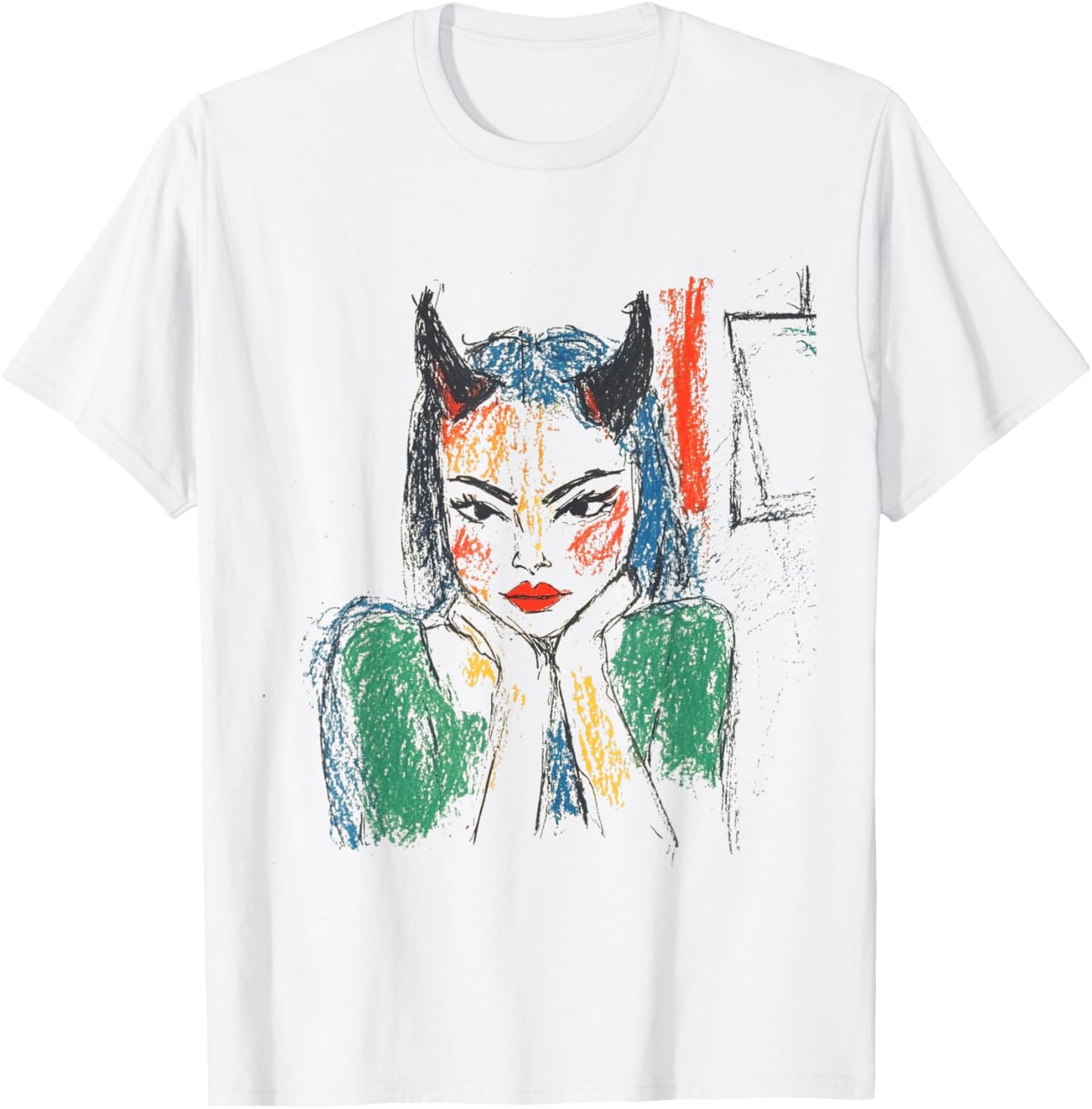 Pop Art Colorful Devil Goth T-Shirt - T-Shirt | White
