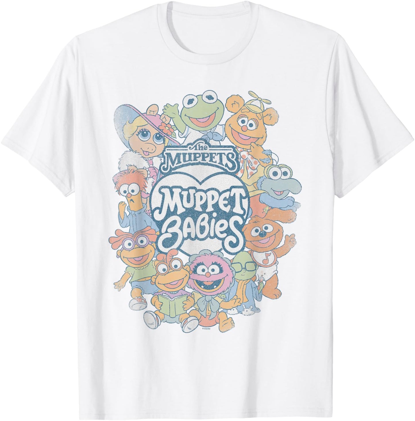 Muppet Babies - Oversized Tonal Washed Collage T-Shirt - T-Shirt | White