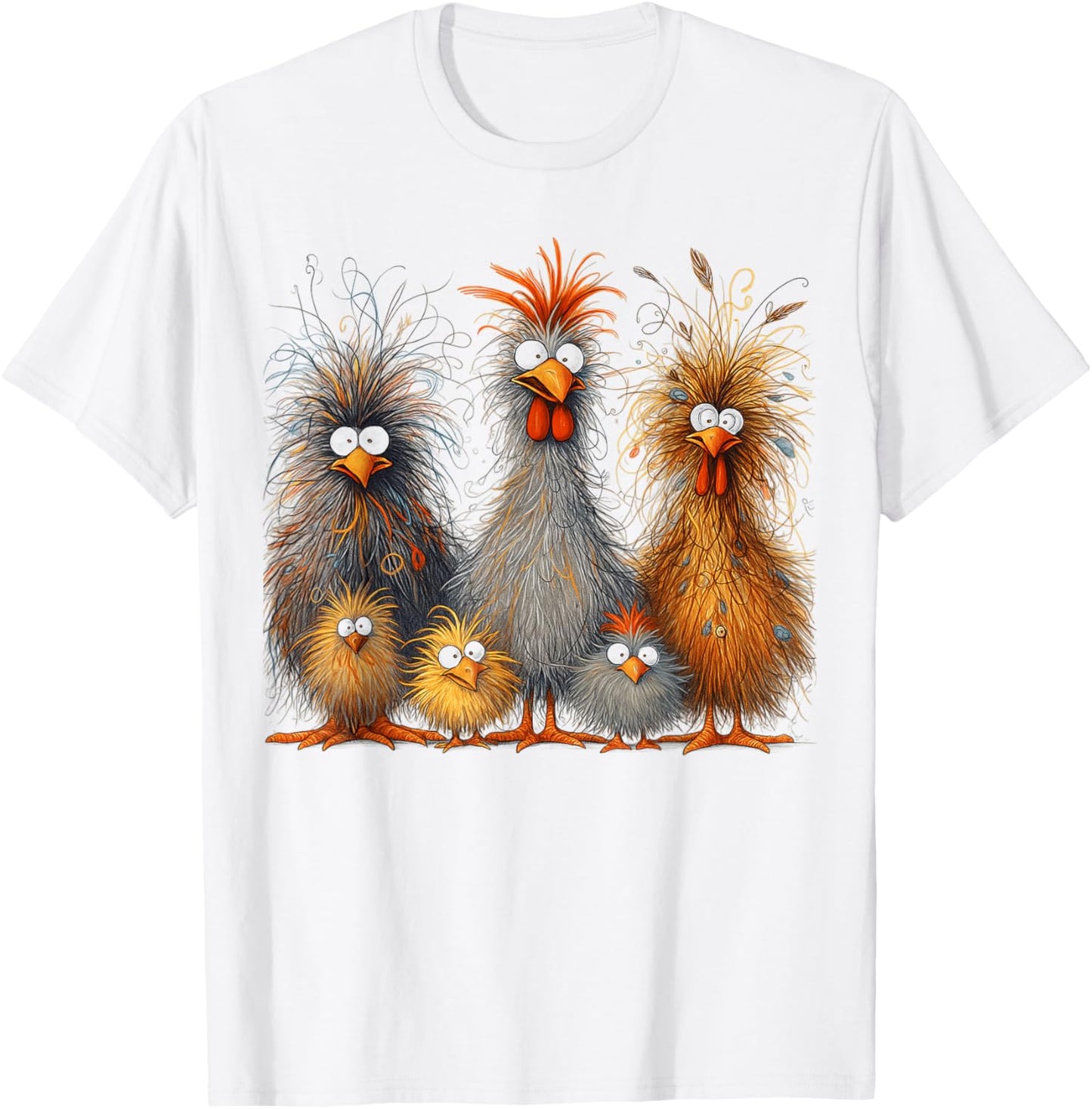 Eagerlys Colorful Funny Chicken Art Men Women Kids T-Shirt - T-Shirt | White