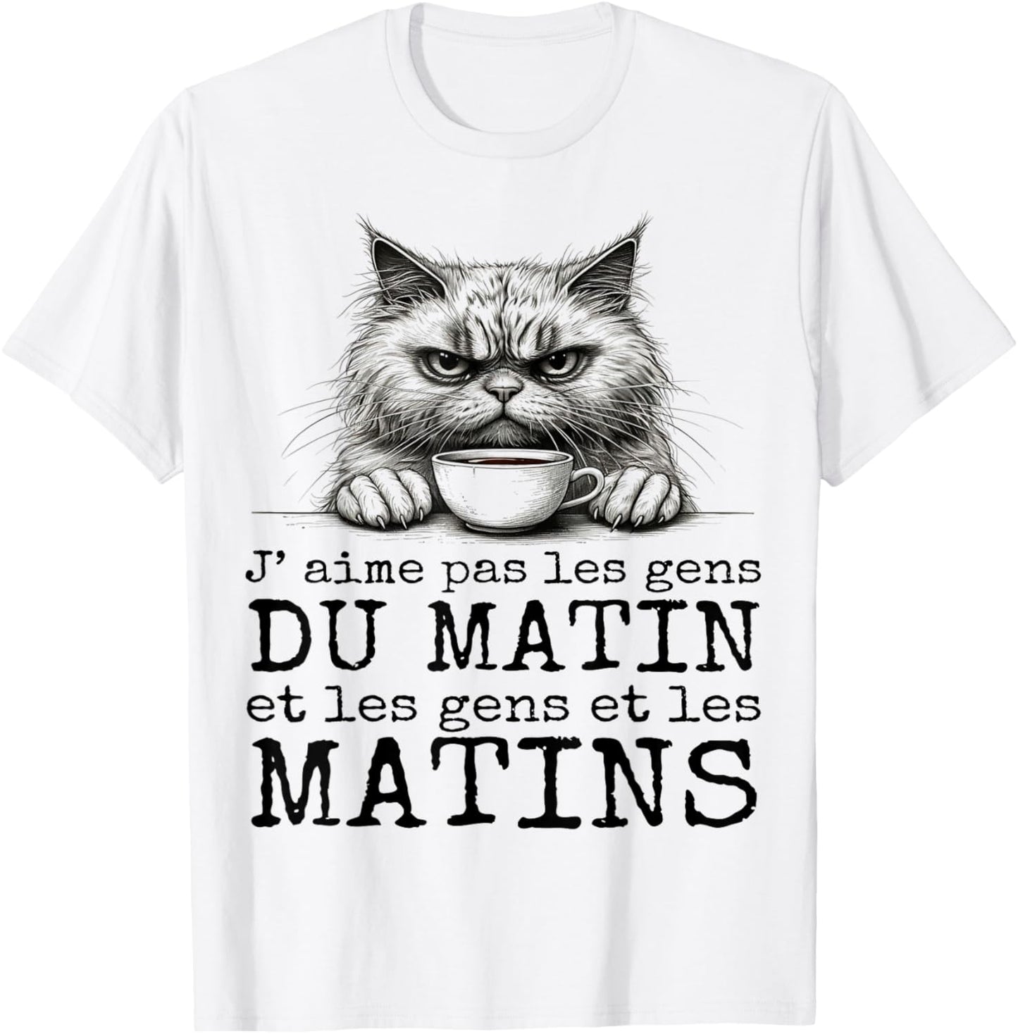 I Love Not Morning People Humor Cat Sarcasm Gift T-Shirt - T-Shirt | White
