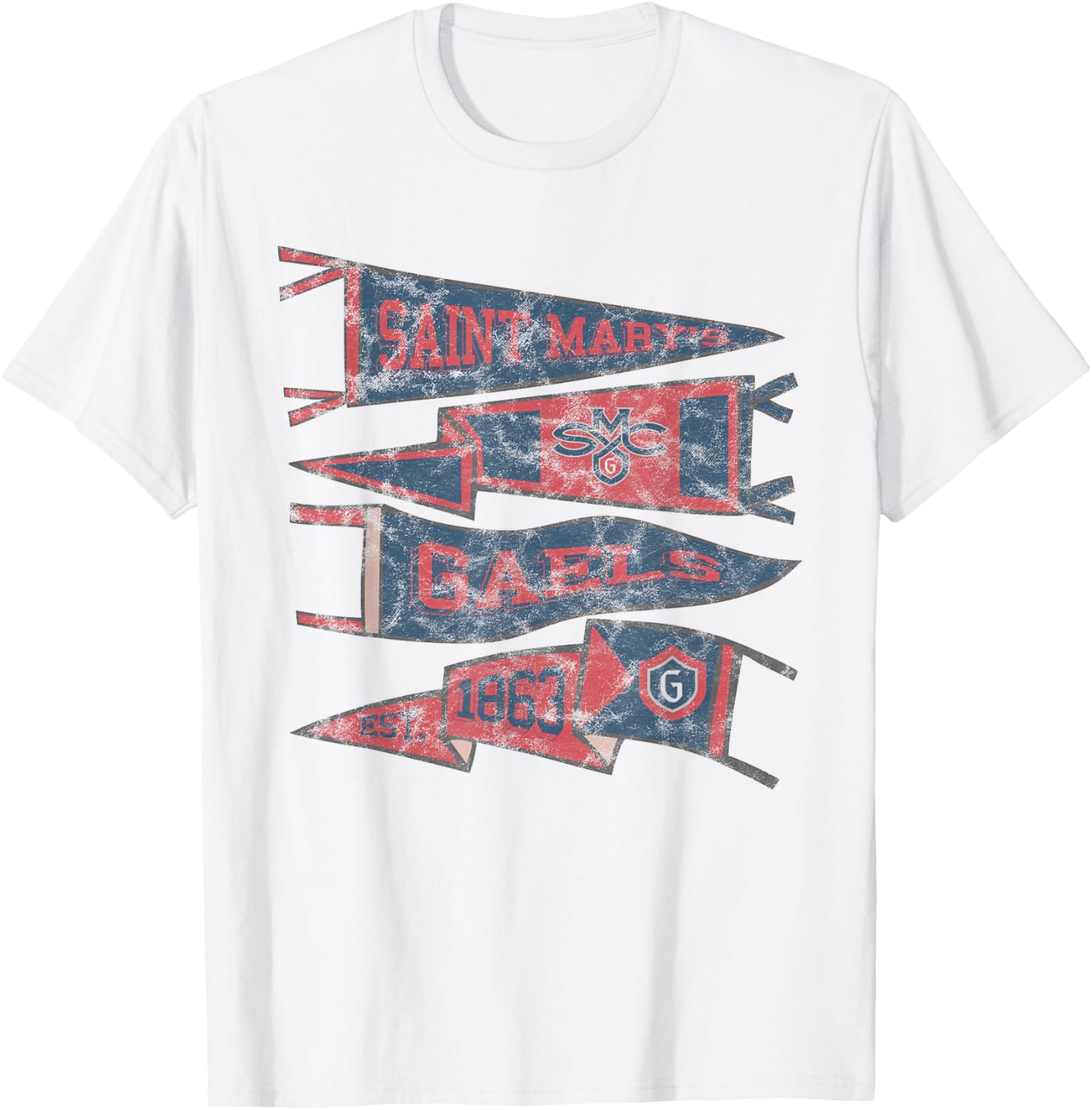 Saint Mary's College Gaels Distressed Pennants T-Shirt - T-Shirt | White