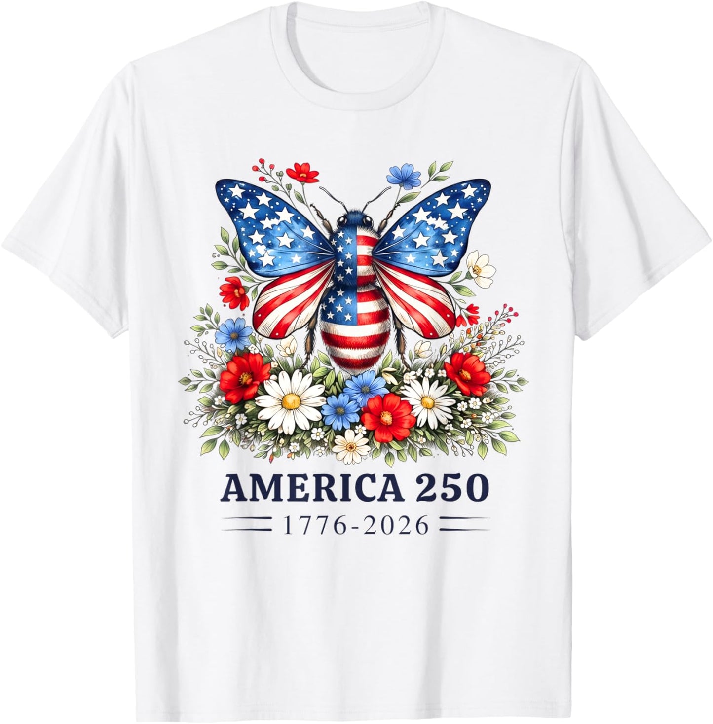 250th Anniversary Patriotic Bee USA Flag 4th of July Outfits T-Shirt - T-Shirt | White