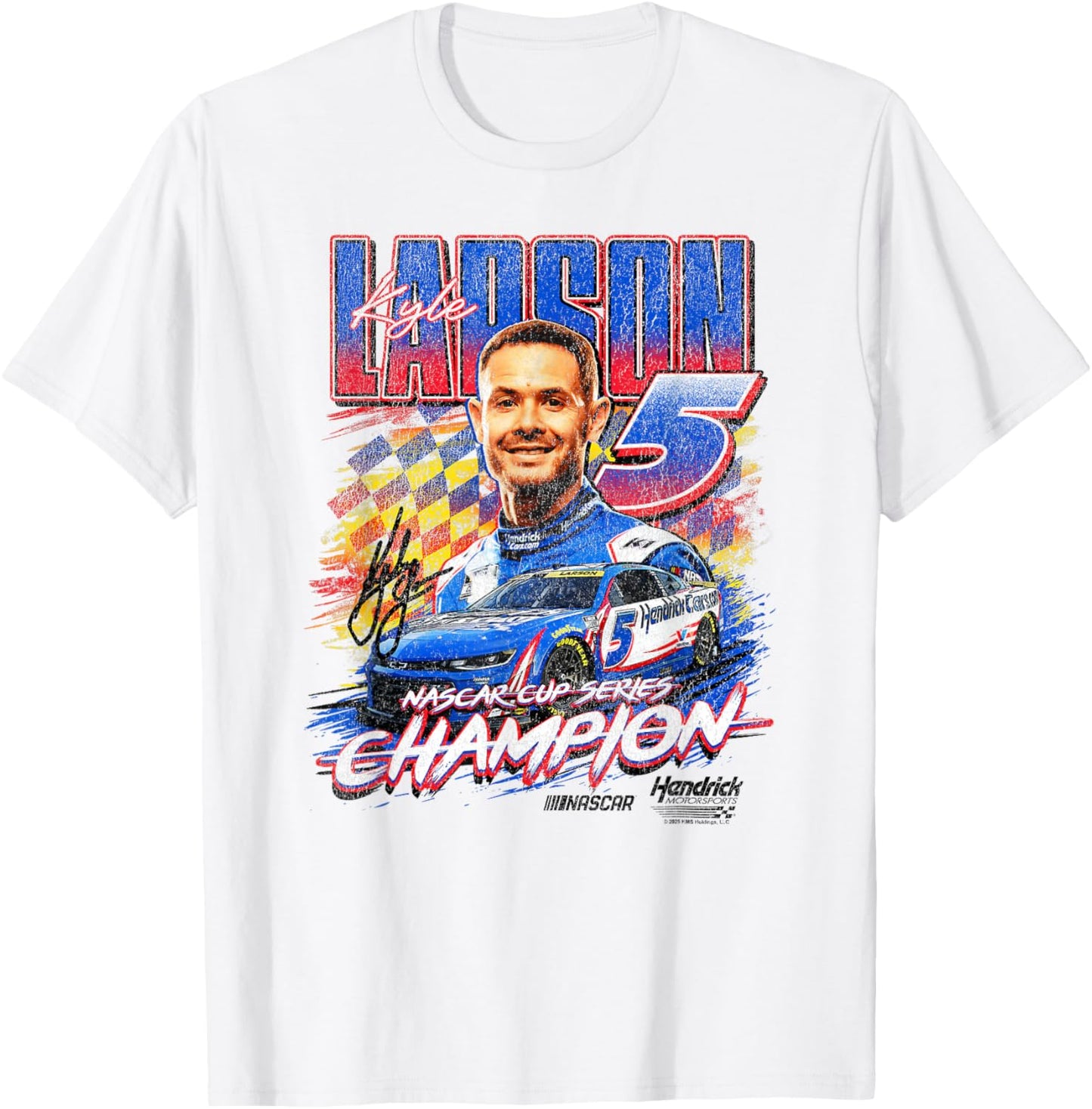 Hendrick Motorsports Kyle Larson Nascar Cup Series Champion T-Shirt - T-Shirt | White
