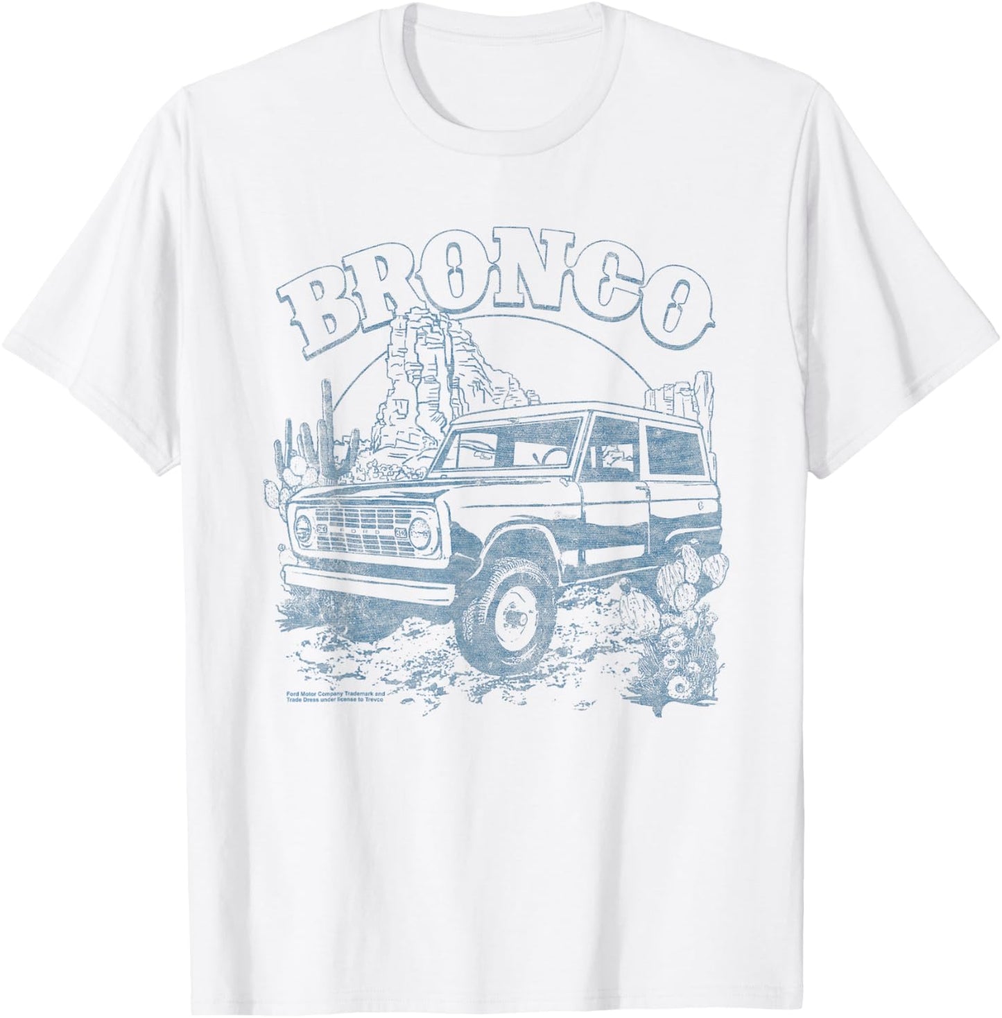 Ford Bronco Desert Blue Mono T-Shirt - T-Shirt | White