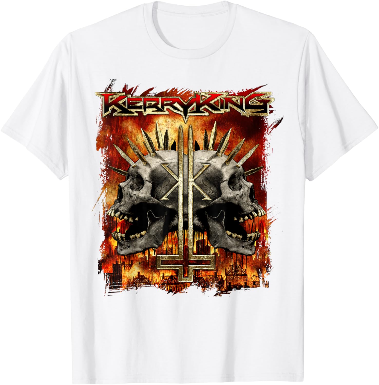 Kerry King – Spikey Double Skull T-Shirt - T-Shirt | White