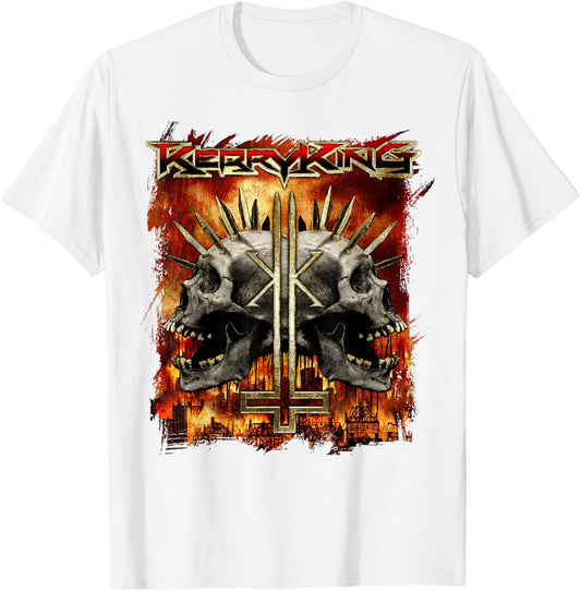 Kerry King – Spikey Double Skull T-Shirt - T-Shirt | White